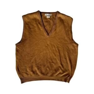 Hilditch And Key London & Paris Cashmere Sweater Vest V Neck Large Brown